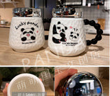 熊猫浮雕镜面杯陶瓷马克杯加厚500ml容量水杯