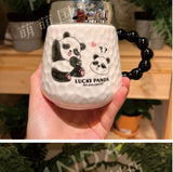 熊猫浮雕镜面杯陶瓷马克杯加厚500ml容量水杯